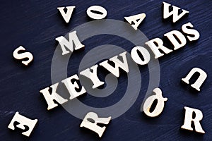 Keywords and wooden letters. SEO concept