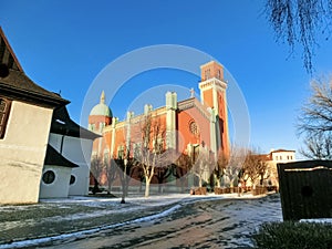 Kostel Kežmarok na Slovensku - město na Spiši, řeka Poprad