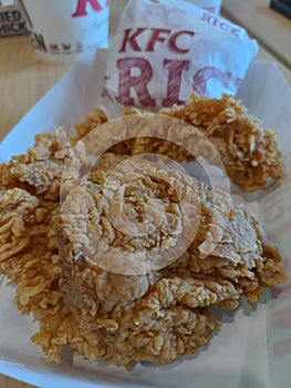 Kfc krispy chicken from close up which is so tempting and delicious to eat