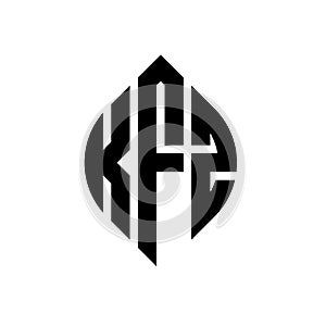 KFZ circle letter logo design with circle and ellipse shape. KFZ ellipse letters with typographic style. The three initials form a