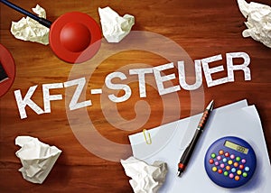 Kfz-steuer desktop memo calculator office think organize