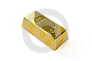 1kg gold bullion, gold ingot isolated . gold bar on white background photo