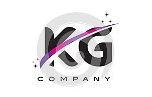 KG K G Black Letter Logo Design with Purple Magenta Swoosh photo
