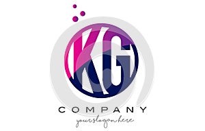 KG K G Circle Letter Logo Design with Purple Dots Bubbles photo