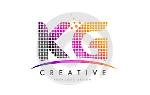 KG K G Letter Logo Design with Magenta Dots and Swoosh