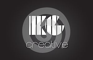 KG K G Letter Logo Design With White and Black Lines.