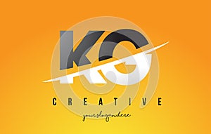 KG K G Letter Modern Logo Design with Yellow Background and Swoosh. photo