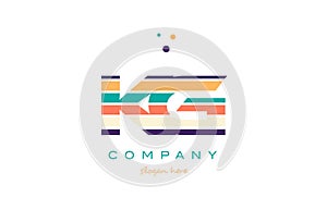 kg k g line stripes pastel color alphabet letter logo icon template vector