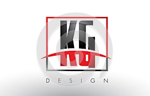 KG K G Logo Letters with Red and Black Colors and Swoosh. photo