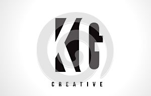 KG K G White Letter Logo Design with Black Square.