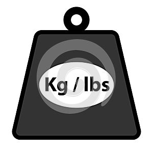 Kg / lbs weight icon, isolated on white, vector illustration