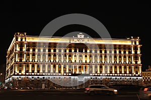 KGB (FSB) building in Moscow, by night