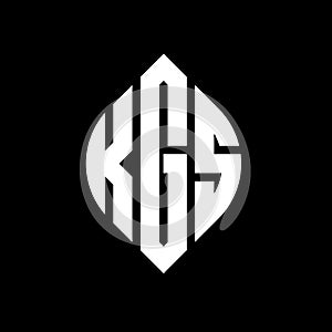 KGS circle letter logo design with circle and ellipse shape. KGS ellipse letters with typographic style. The three initials form a