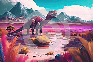 Khaan Colorful Dangerous Dinosaur in Lush Prehistoric Nature by Generative AI