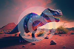 Khaan Colorful Dangerous Dinosaur in Lush Prehistoric Nature by Generative AI