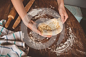 Khachapuri with cheese is molded