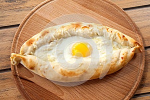 Khachapuri with egg. European cuisine