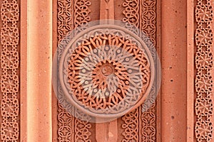 Khachkar pattern on volcanic tuff, texture, traditional Armenian