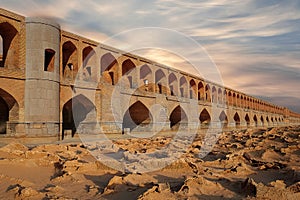 Khaju Pol-e Khaju Bridge in Isfahan. Iran. Ancient Persia. photo