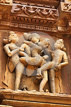 Khajuraho temples and their erotic sculptures, India