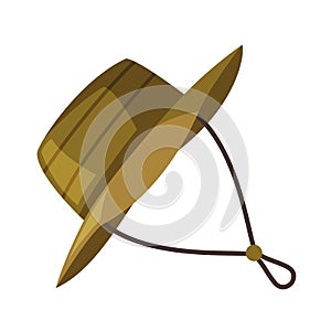 Khaki Bucket Hat with Stopper Rope Cartoon Vector Illustration