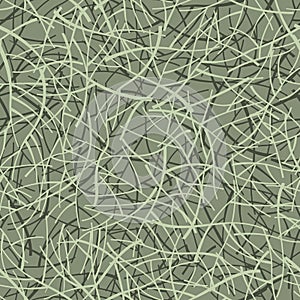 Khaki geometric seamless pattern. Linear branches