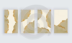 Khaki watercolor with golden glitter backgrounds for social media stories banners
