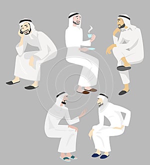 Khaliji Men Icons In Sitting Positions