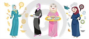 Khaliji Women Cooking Icons