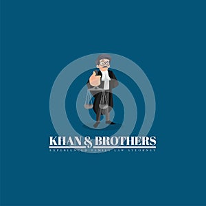 Khan and brothers experienced family law attorney vector mascot logo