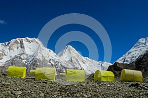 Khan Tengri peak from south Engilchek Inylchek glacier in Tian-Shan mountains