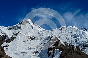 Khan Tengri and Pobeda peaks in Tian Shan mountains