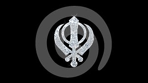 Khanda, religion, religious symbol, sikhism Icon Shining Glitter Loop Blinking Particles .