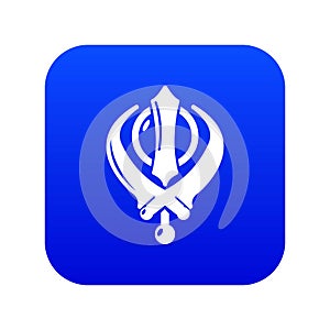 Khanda symbol sikhism religion icon blue vector