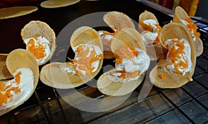 Khanom Beaung Thai or a kind of filled pancake Thai food