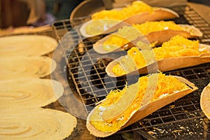 Khanom Beaung Thai or a kind of filled pancake Thai food or Thai