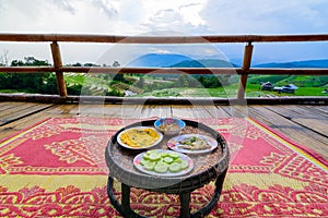 Khantok (food tray) Thai food traditionally dinner for homestay