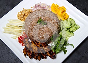 Khao khluk kapi dish with fried rice