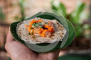 Khao Kriab Yana local snack of Ban Nam Chiao, Trat, Thailand Street food