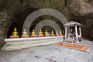 Khao Luang Cave in Phetchaburi,Thailand,with a large number of Buddha images inside.