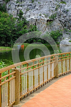 Backdrop from a long walking bridge photo