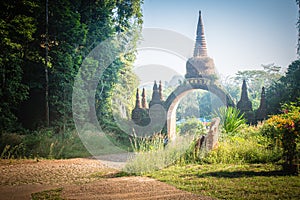 Khao Na Nai Luang Dharma Park, Landscape nature temple gate and the text `Phuttawadee`