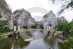 `Khao Ngu Stone Park` Ratchaburi Thailand, Nice view of the stone park and spot view of hanging bridge Caves and views Nice park l