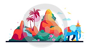 Khao Phing Kan - modern colored vector illustration