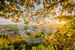 Khao Rang Viewpoint of Phuket city in sunset, Phuket province, T