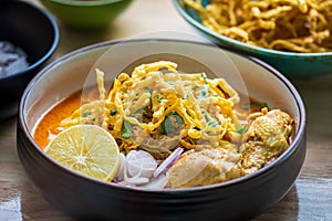 Khao Soi Kai, Northern Thai Noodle Curry Soup with Chicken