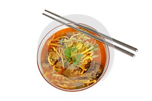 Khao soi - Traditional northern Thai Food, Curry with a noodle with chicken