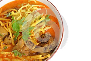 Khao soi - Traditional northern Thai Food, Curry with a noodle with chicken