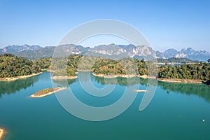 Khao Sok Thailand , drone aerial view over the lake