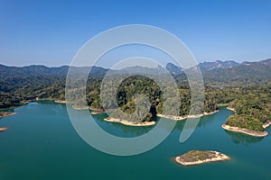 Khao Sok Thailand , drone aerial view over the lake